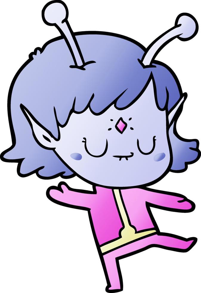 cartoon alien girl vector