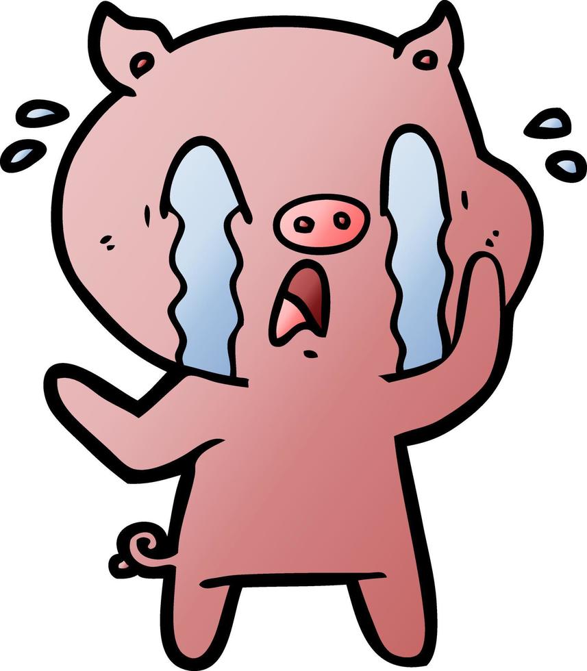 crying pig cartoon vector