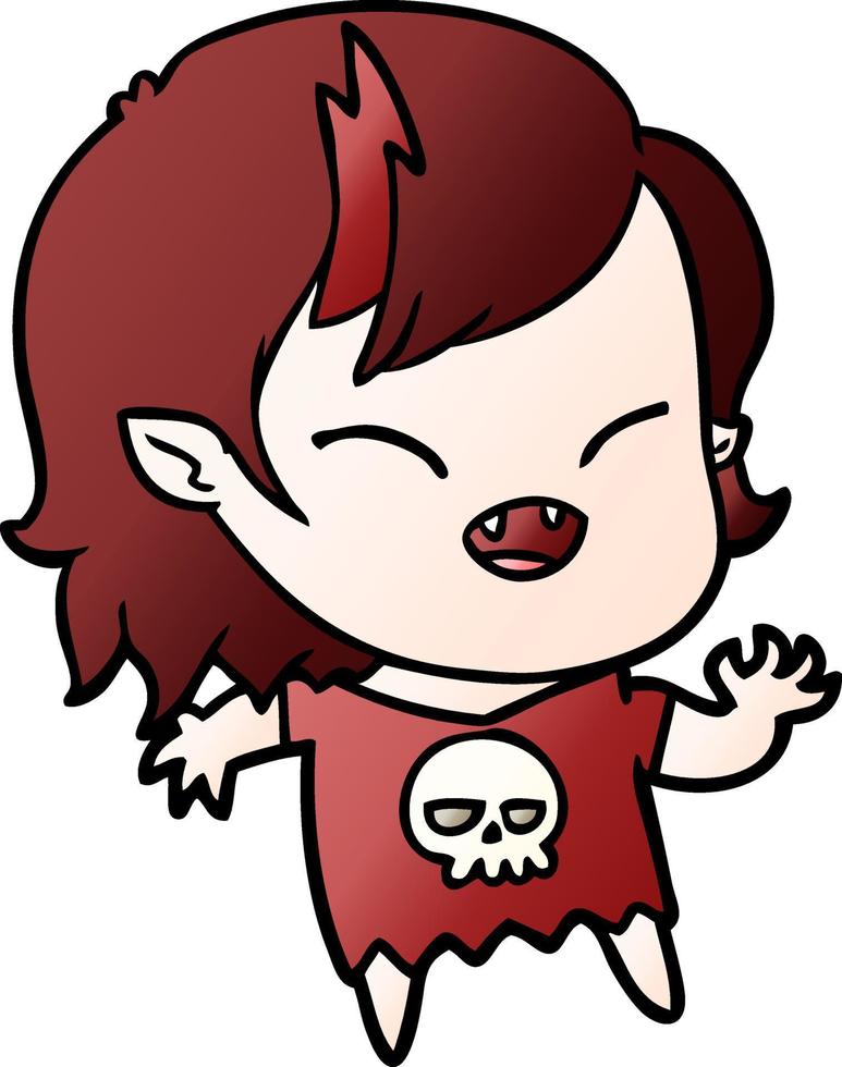 cartoon laughing vampire girl vector