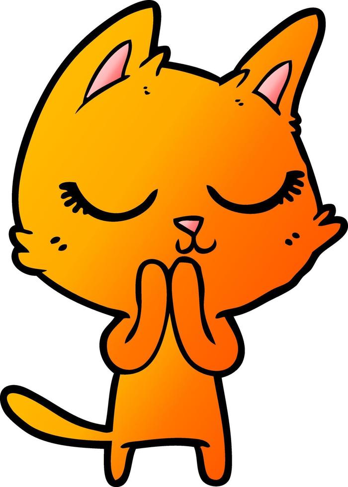 calm cartoon cat vector