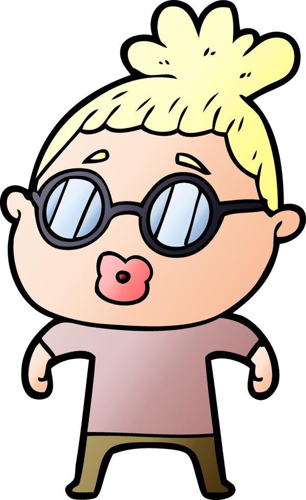 cartoon woman wearing spectacles vector