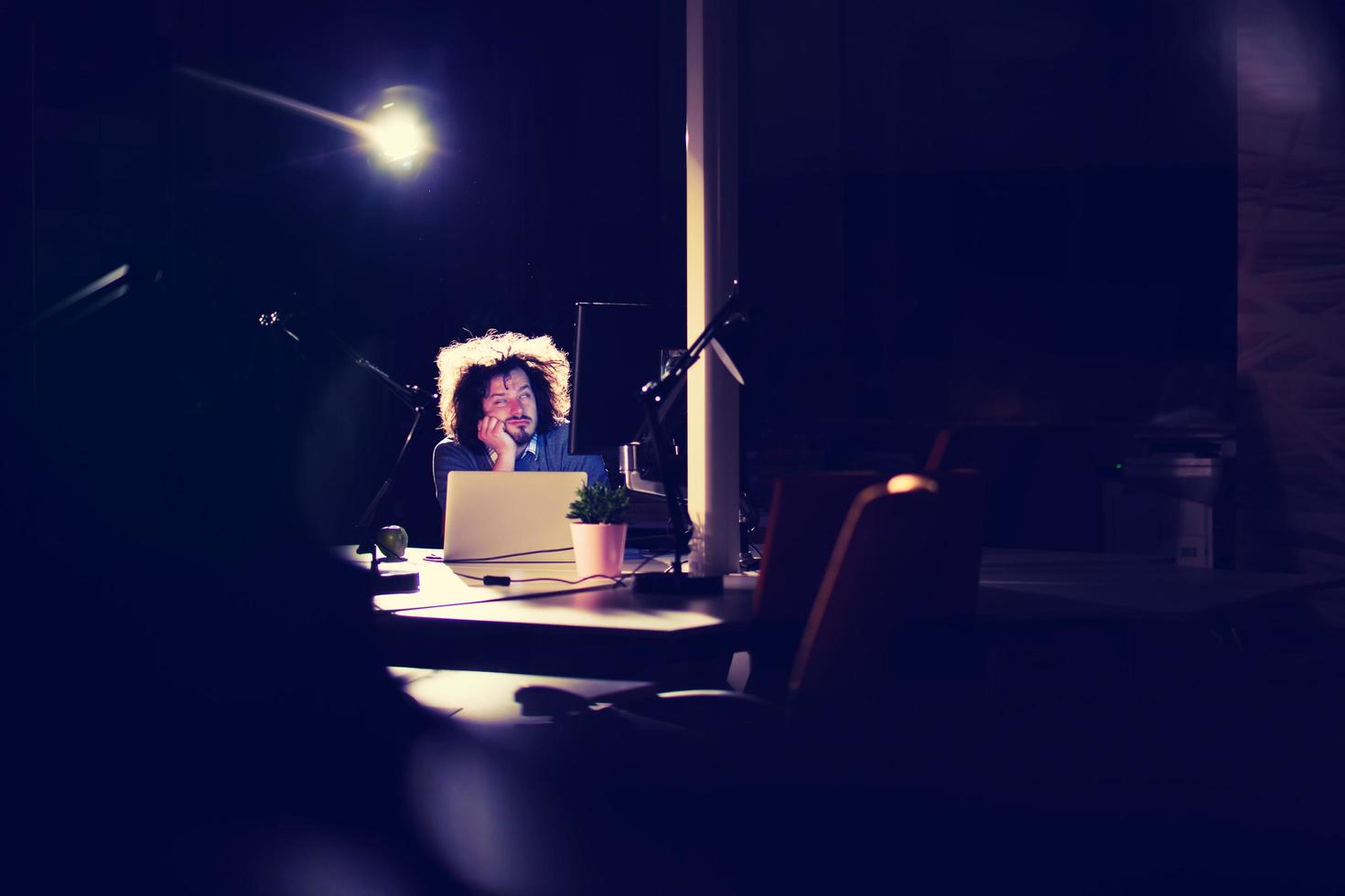 businessman relaxing at the desk photo