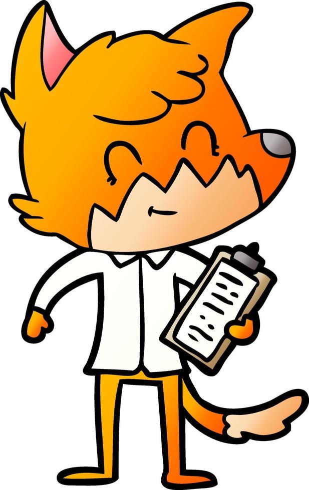 cartoon friendly fox manager vector