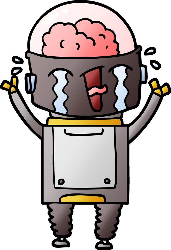 cartoon crying robot vector