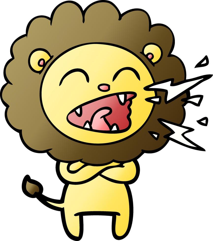 cartoon roaring lion vector