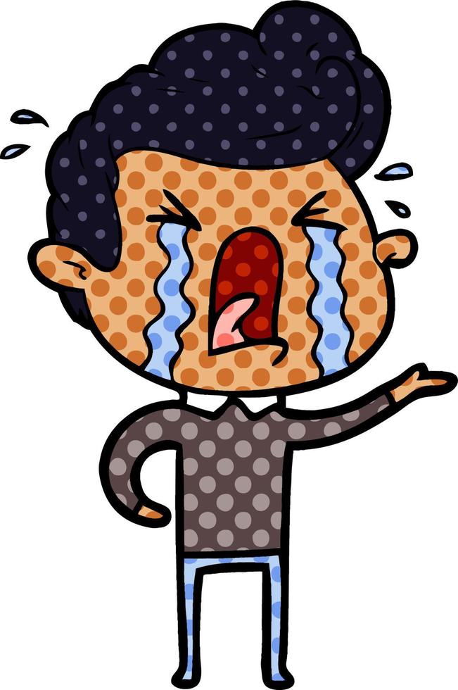 hombre llorando de dibujos animados vector