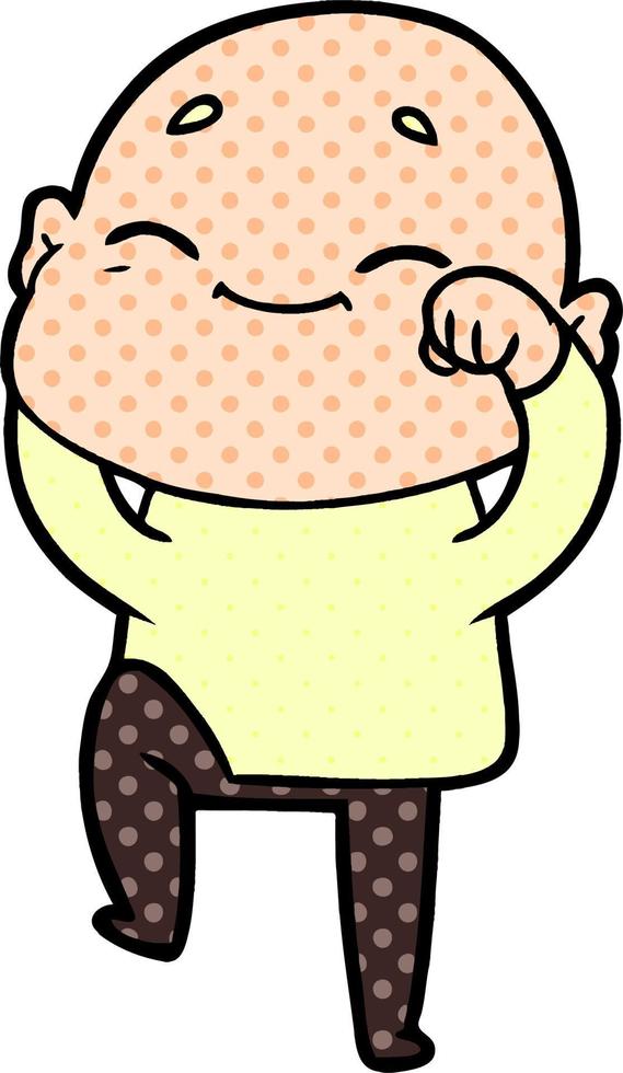 happy cartoon bald man vector
