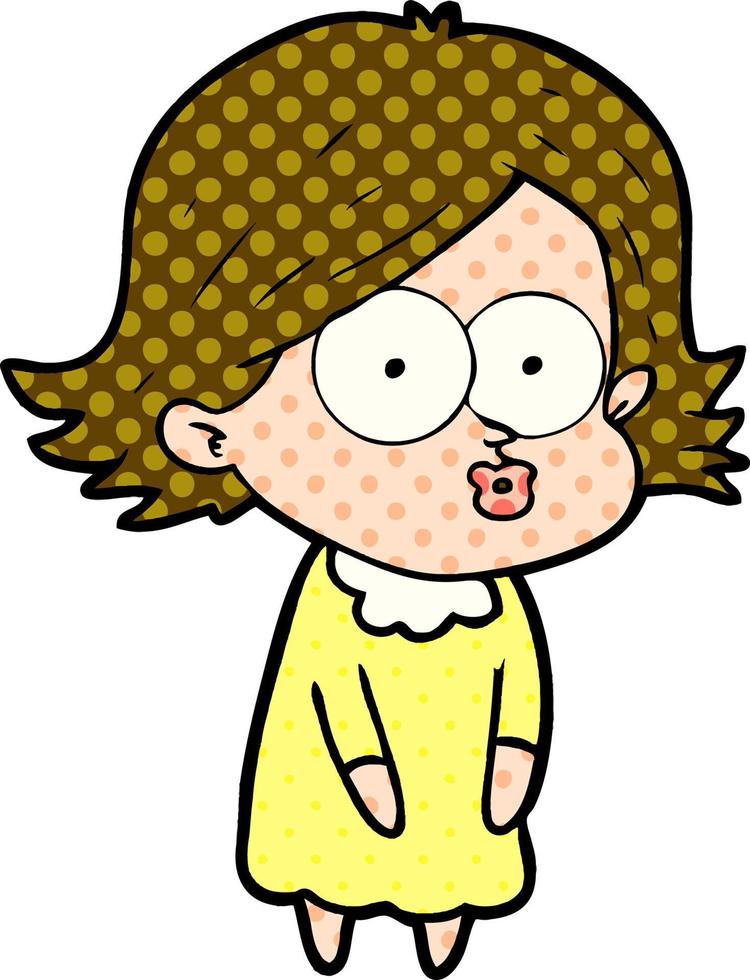 cartoon girl pouting vector