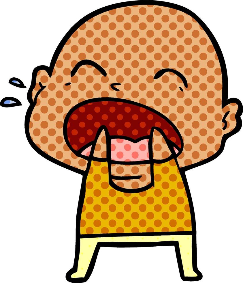 cartoon shouting bald man vector