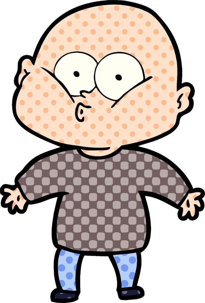 cartoon bald man staring vector