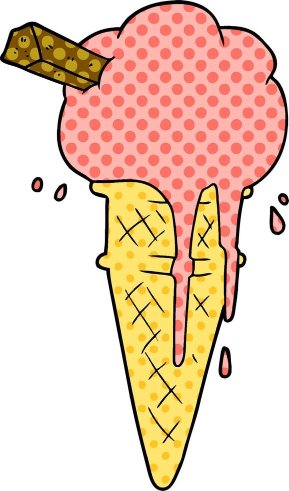 cartoon ice cream melting vector