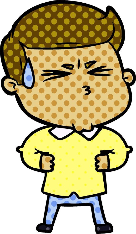 cartoon man sweating vector