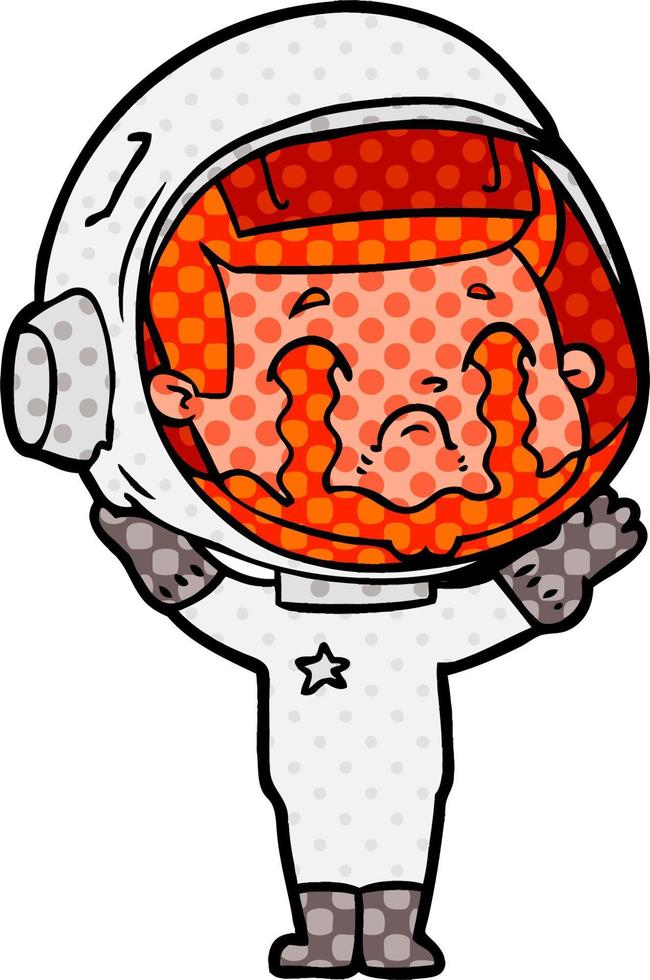 cartoon crying astronaut vector