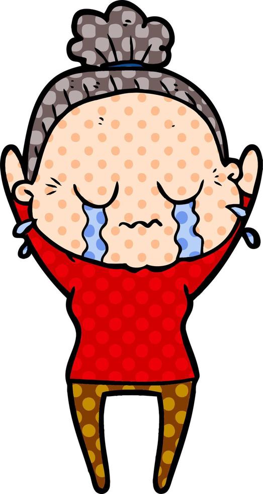 cartoon old woman crying vector