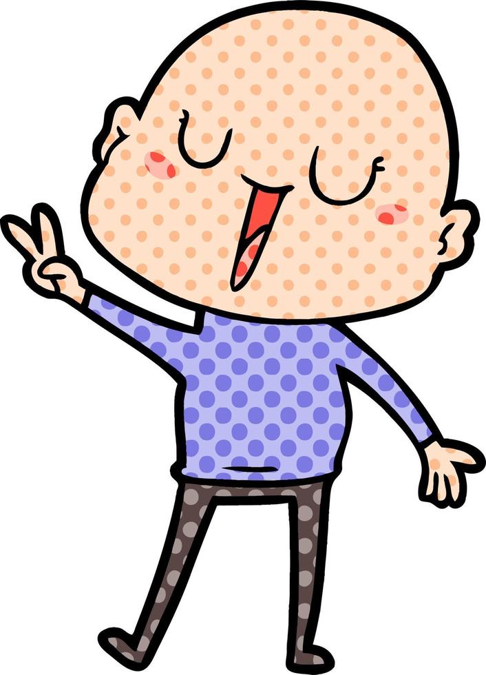 happy cartoon bald man vector