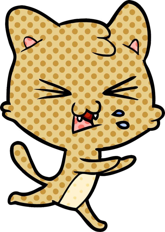 cartoon cat hissing vector