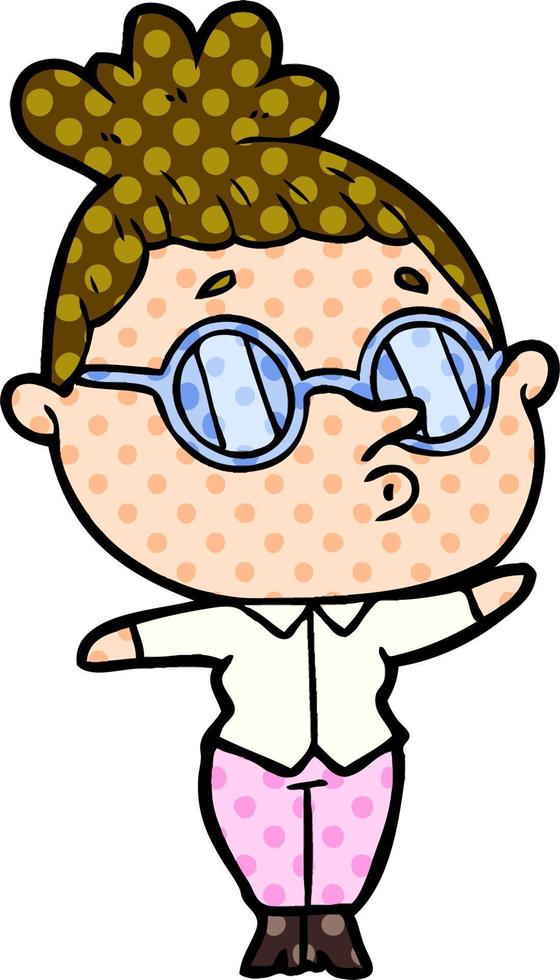 cartoon woman wearing glasses vector