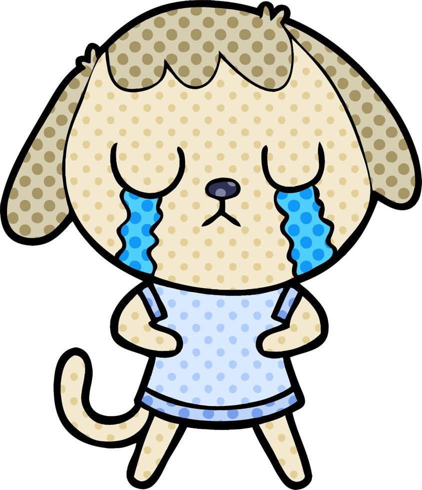 cute cartoon dog crying vector