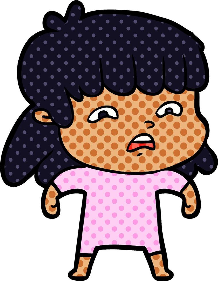 cartoon worried woman vector