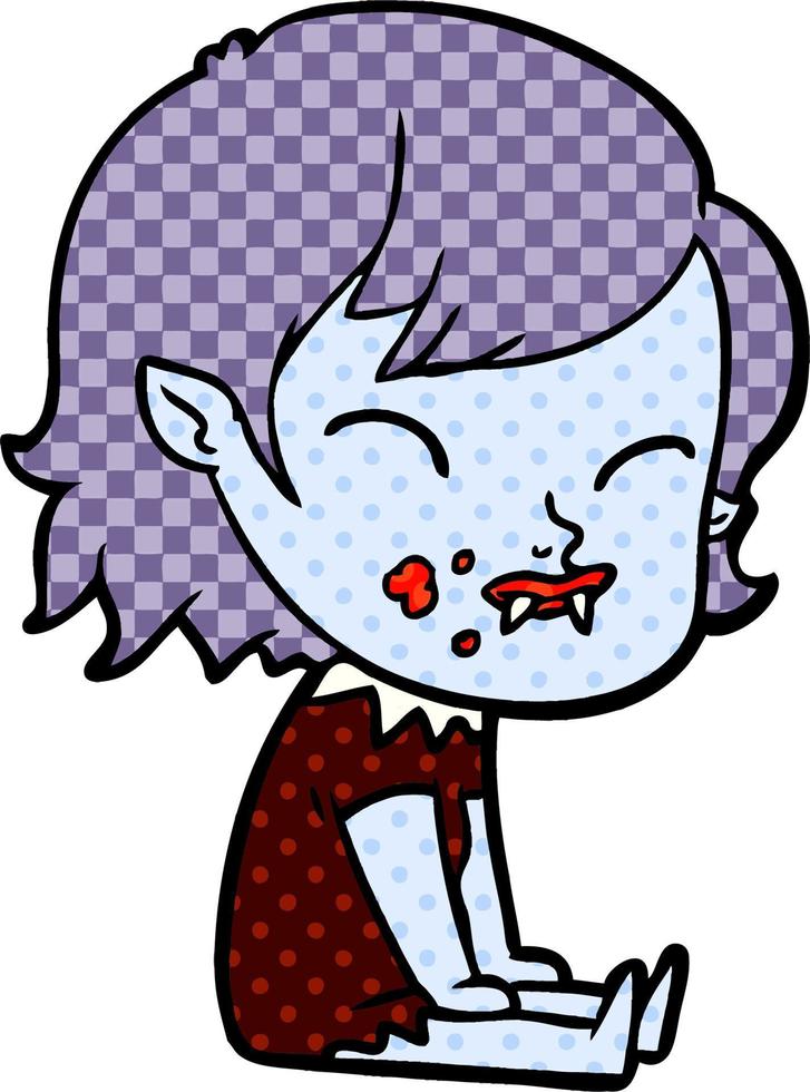 cartoon vampire girl with blood on cheek vector