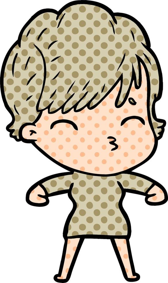 cartoon woman thinking vector