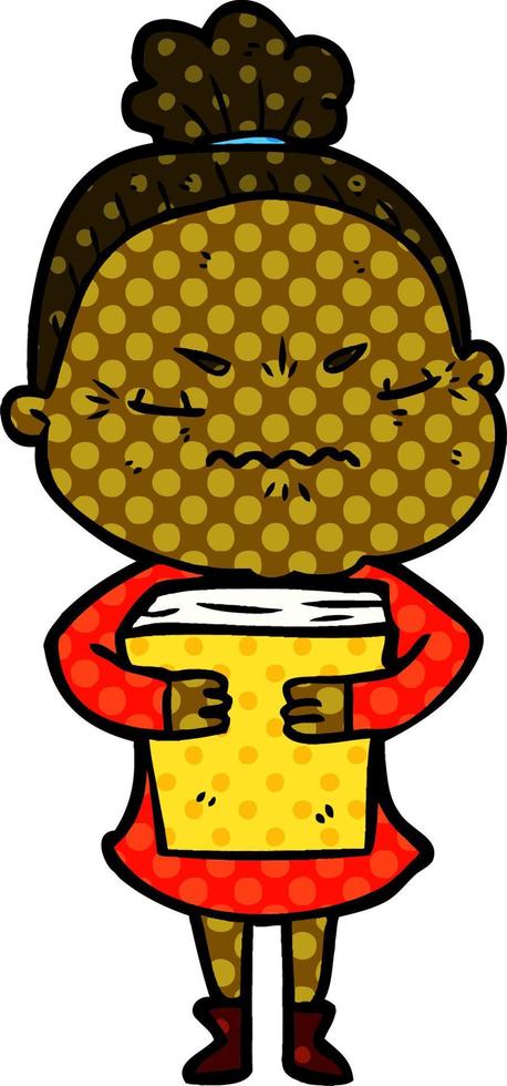 cartoon annoyed old lady vector