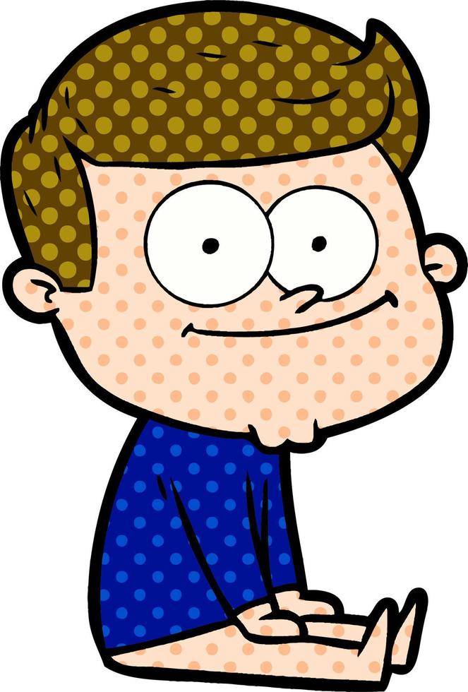 cartoon happy man sitting vector