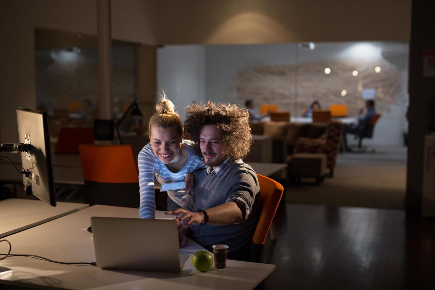 young designers in the night office photo