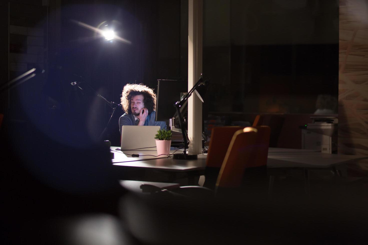 businessman relaxing at the desk photo