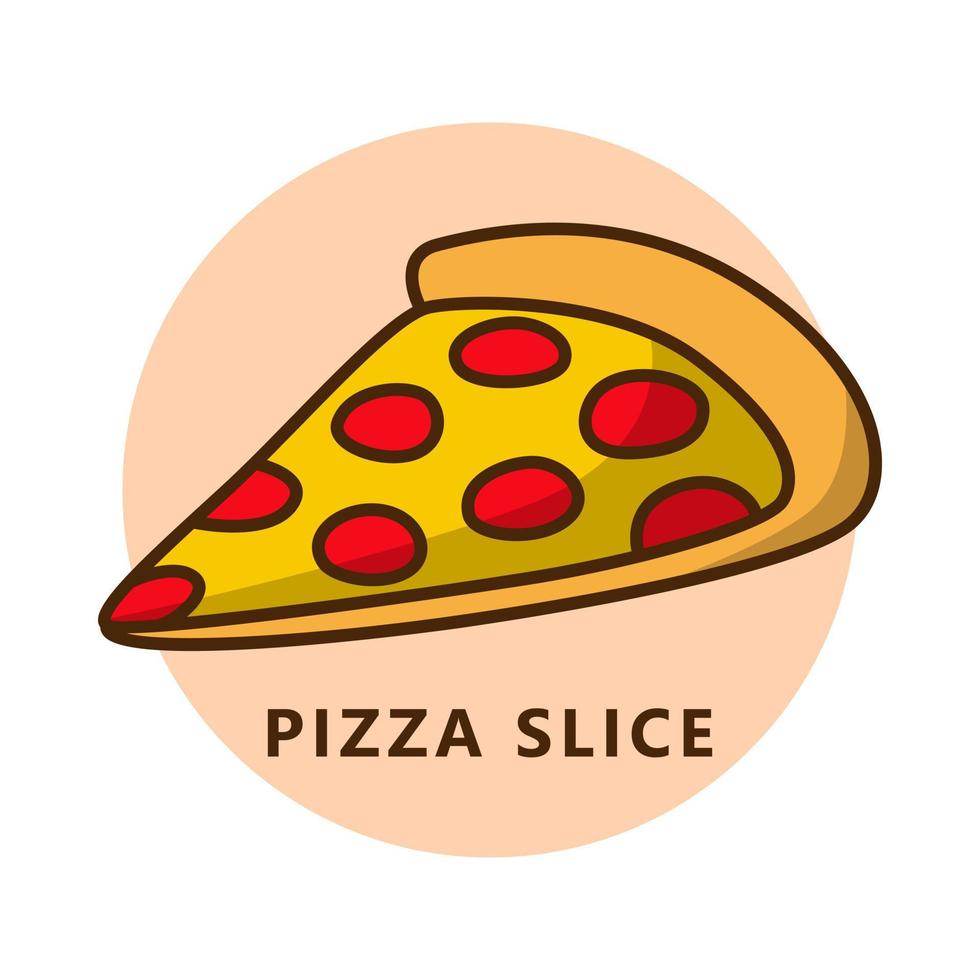 dibujos animados de ilustración de rebanada de pizza. logotipo de comida y bebida. icono de comida chatarra vector