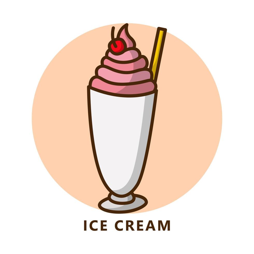 dibujos animados de ilustración de helado. logotipo de comida y bebida. icono de postre dulce vector