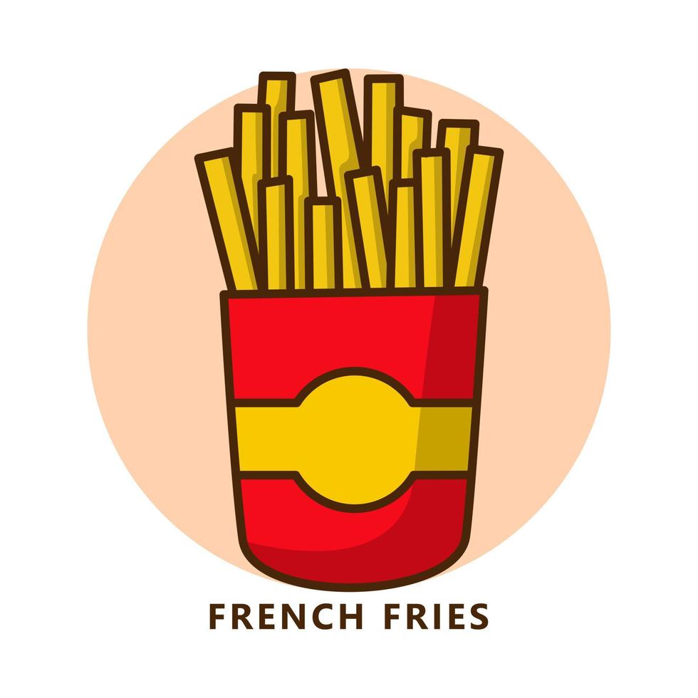 dibujos animados de ilustración de papas fritas. logotipo de comida y bebida. icono de bocadillo de patata vector