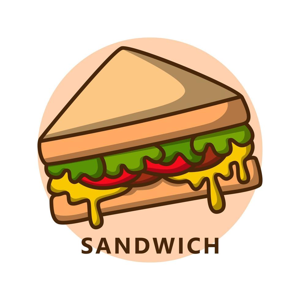 dibujos animados de ilustración de menú de desayuno sándwich. logotipo de comida y bebida. icono de comida casera vector
