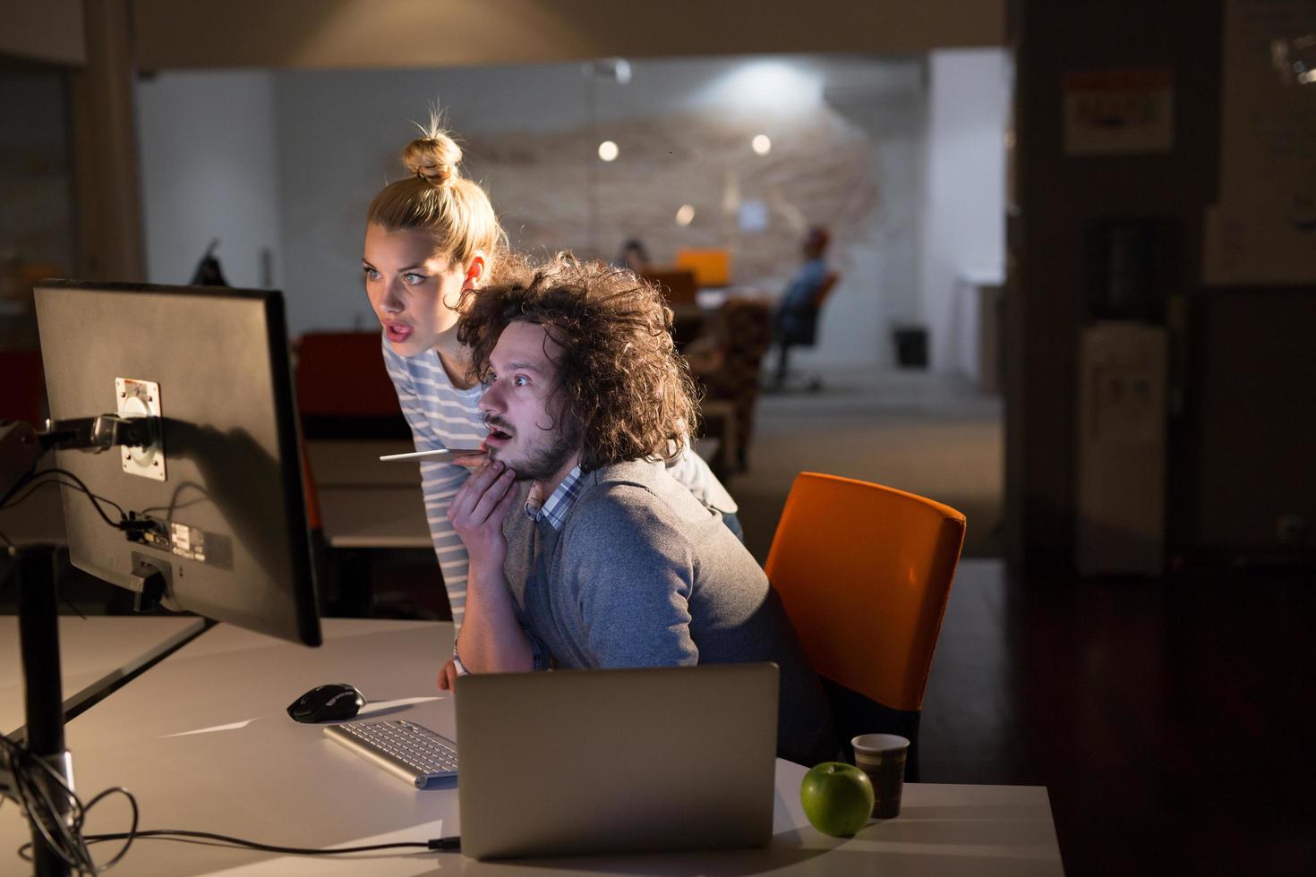 young designers in the night office photo
