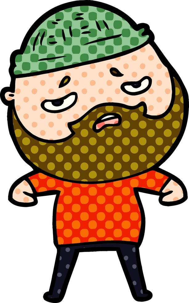 cartoon worried man with beard vector