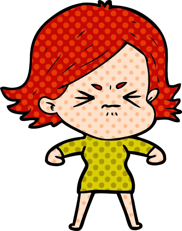 cartoon angry girl vector