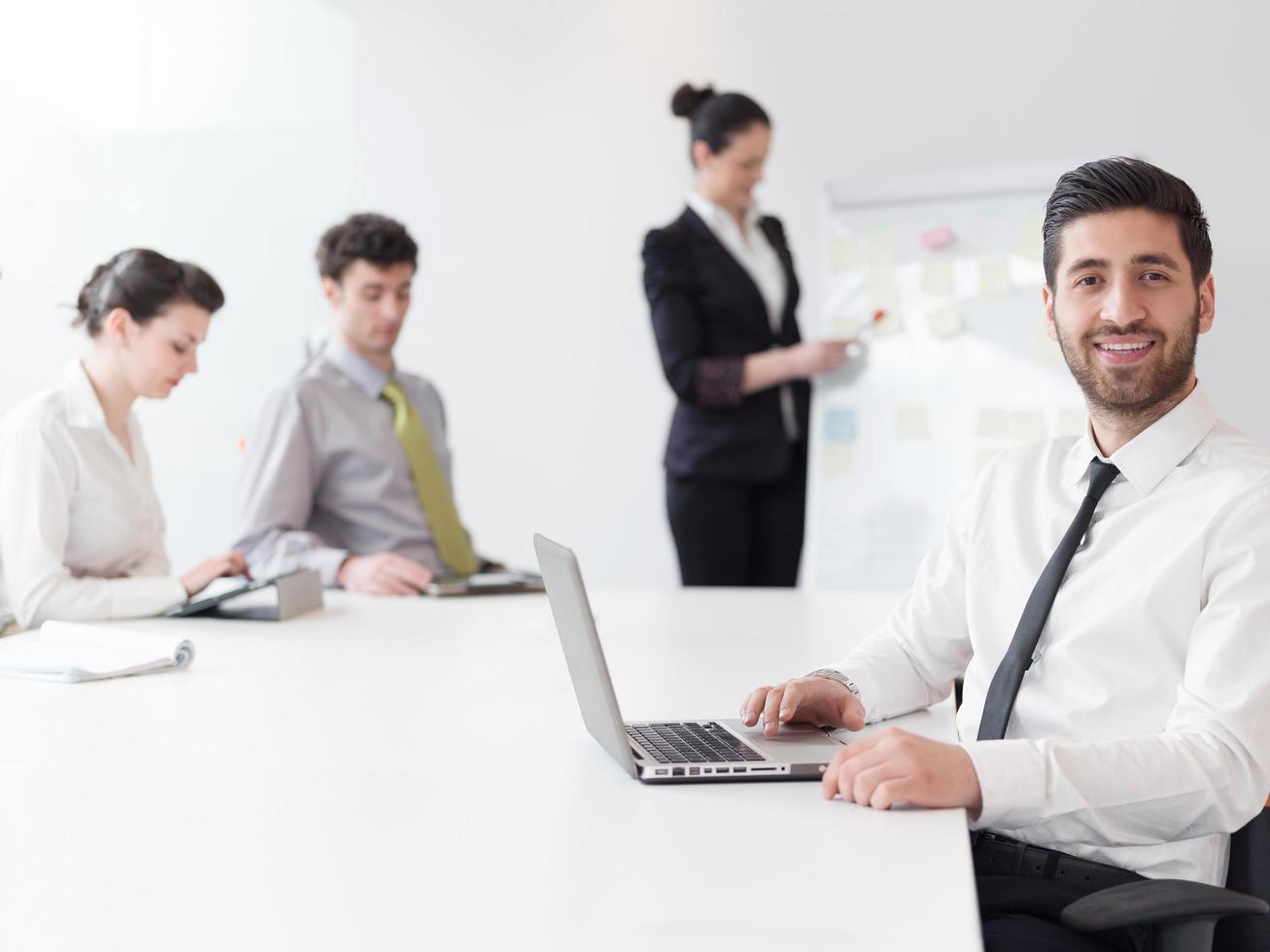 portrait of young modern arab business man  at office photo