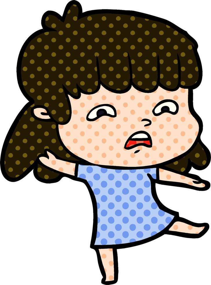 cartoon worried woman vector
