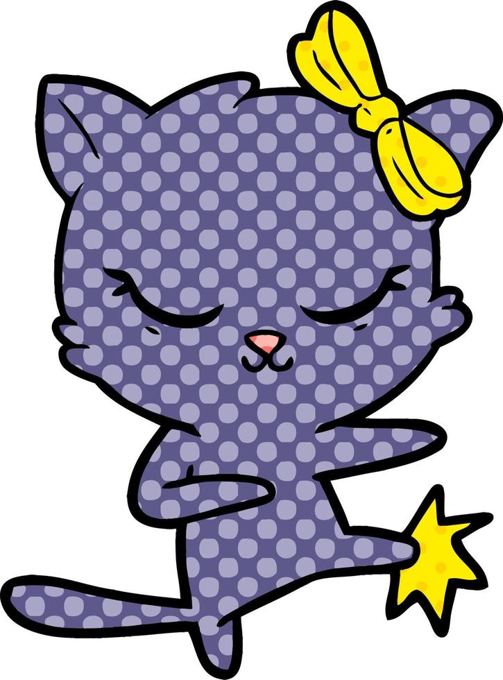 cute cartoon cat with bow vector