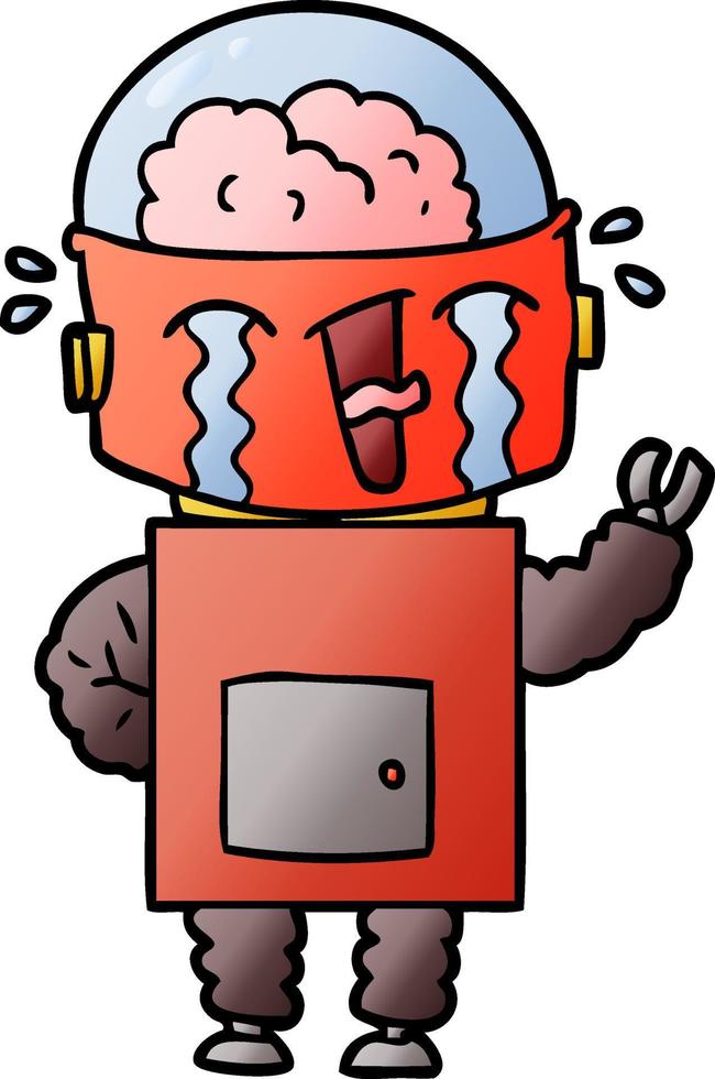 cartoon crying robot vector