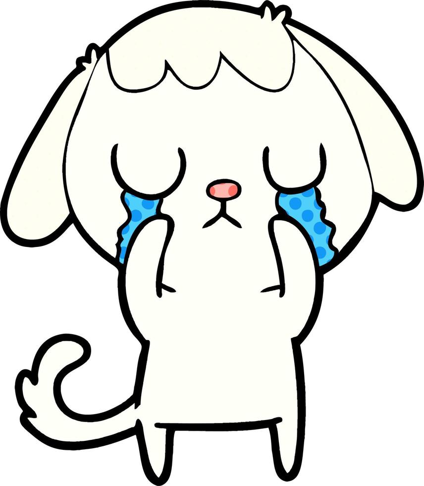 cute cartoon dog crying vector