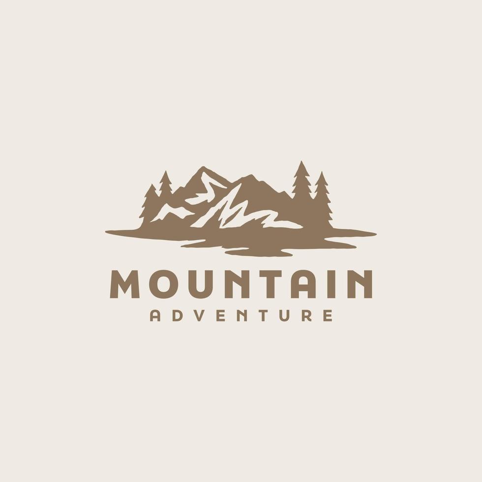 Mountain and Sun Rays, Mount Peak Hill Nature Landscape view for Adventure Outdoor logo template vector