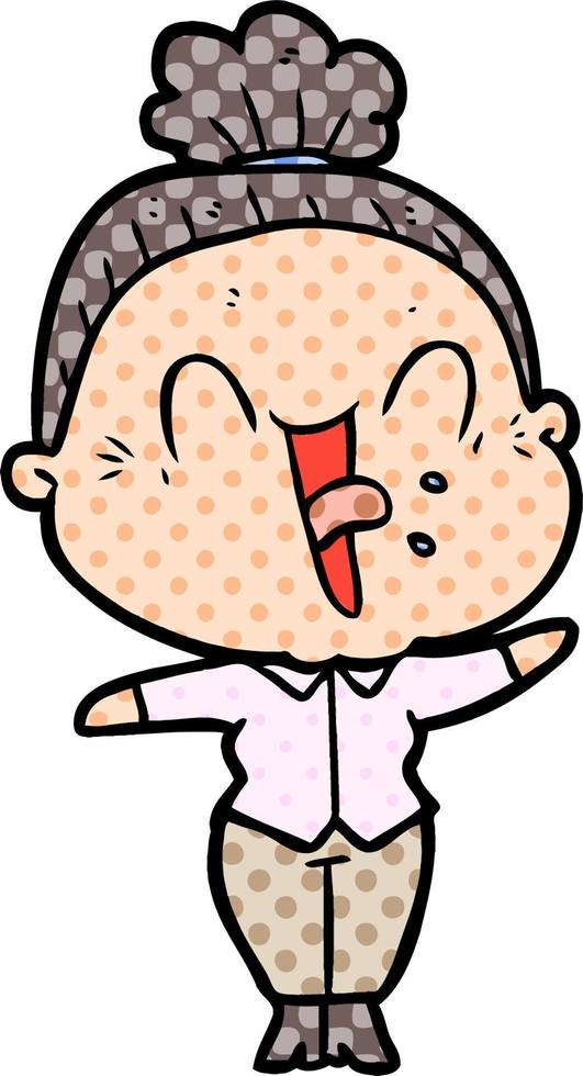 cartoon happy old woman vector