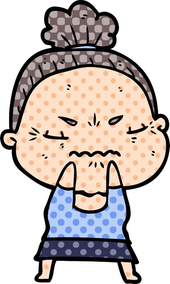 cartoon annoyed old lady vector