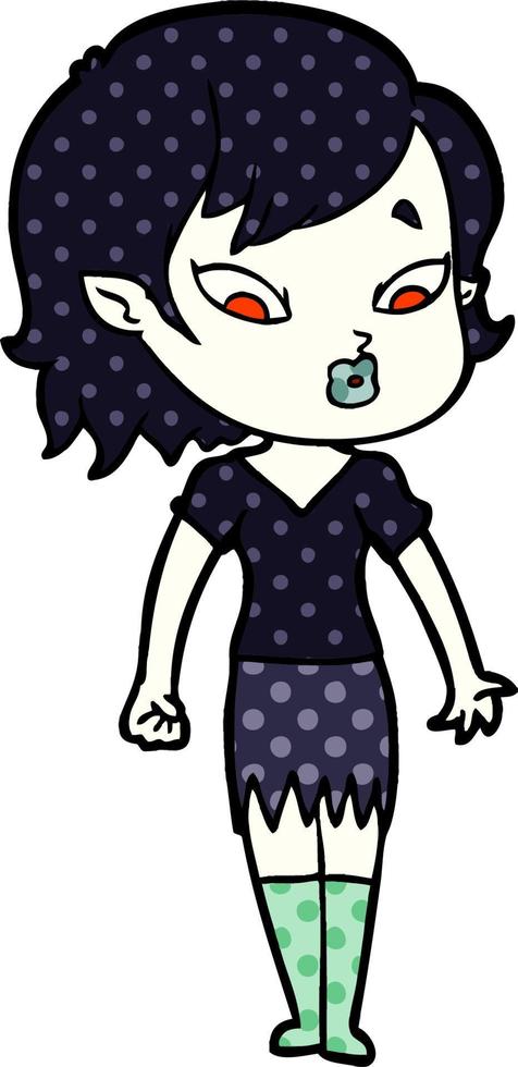 linda chica vampiro de dibujos animados vector