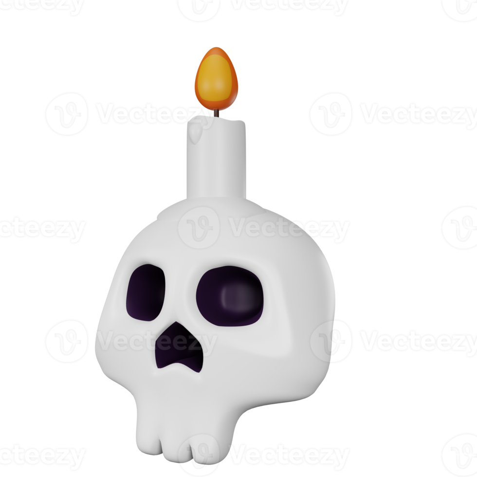 3d rendering of skull candle halloween icon png