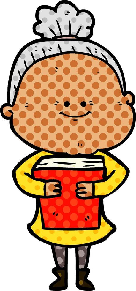 cartoon happy old woman vector
