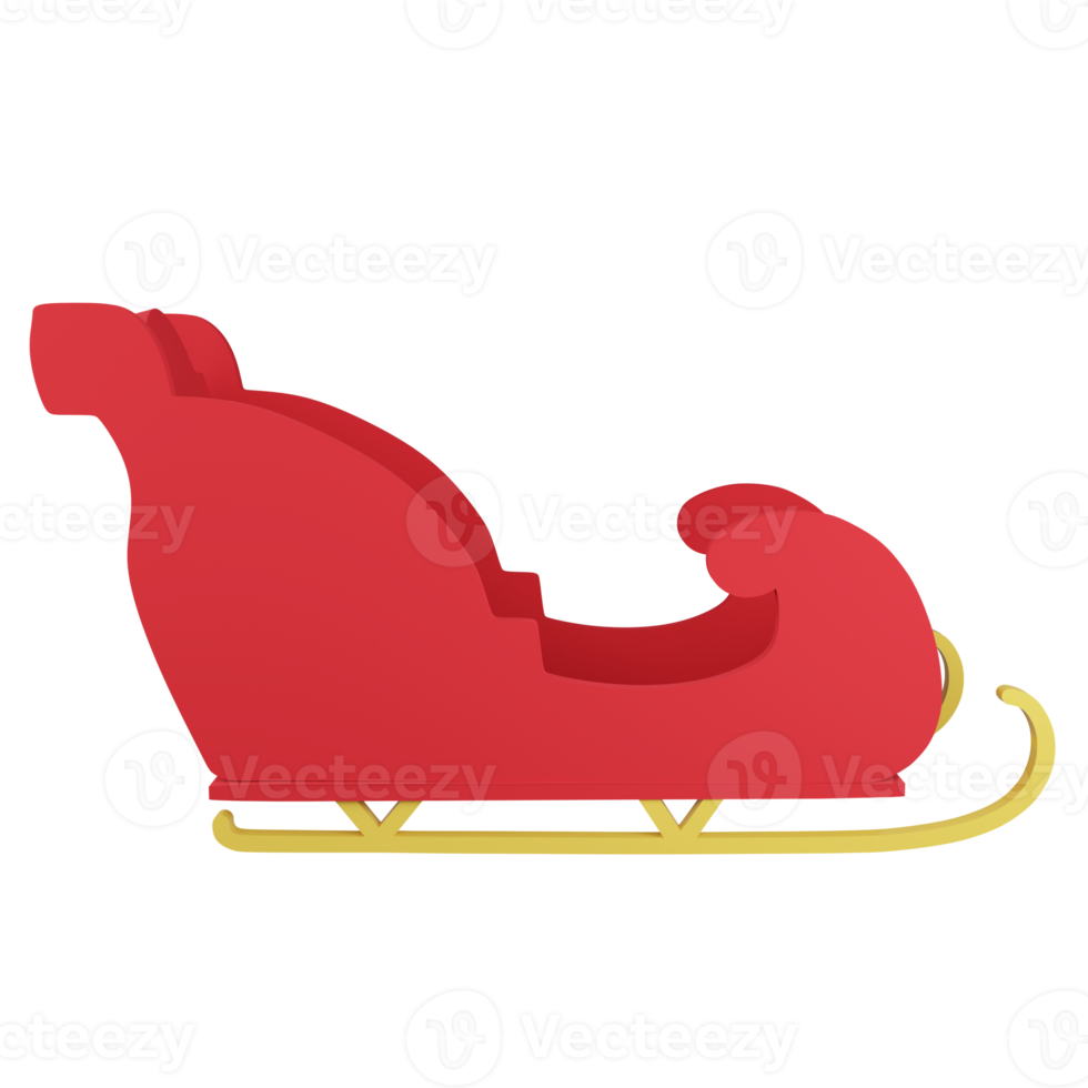 3D-Rendering leerer Weihnachtsschlitten isoliert auf transparentem Hintergrund 2 png