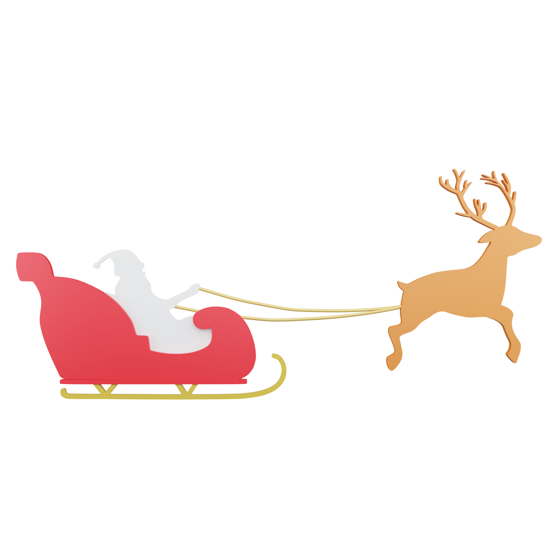 3d-rendering-flat-design-santa-sleigh-and-reindeer-on-transparent