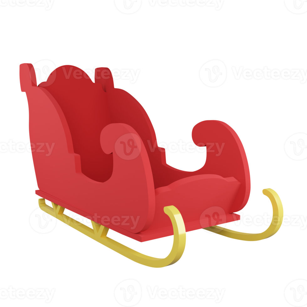 3D rendering empty Christmas sleigh isolated on transparent background 1 png